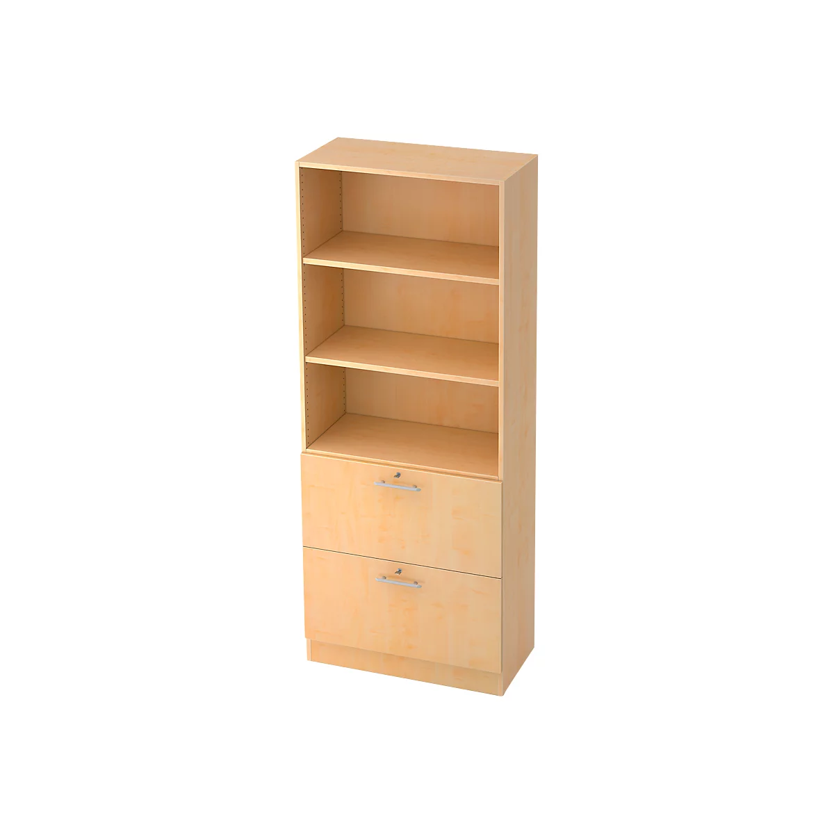 Hängeregistraturschrank JENA, 5 OH, B 800 mm, 2 Schubladen, abschließbar, Ahorn-Dekor