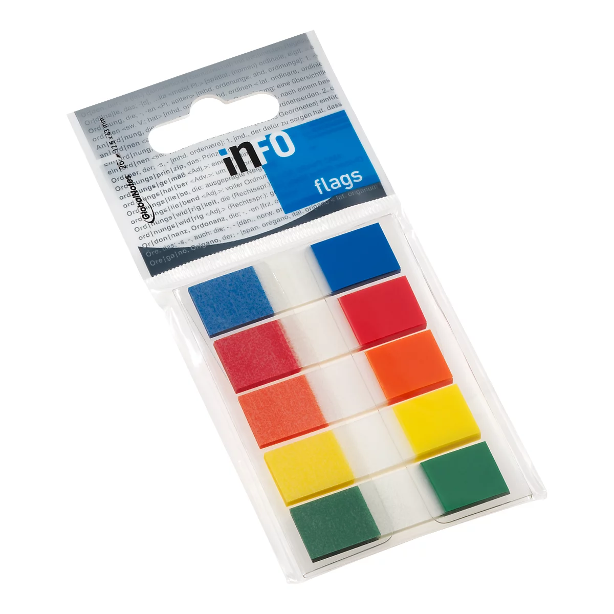 Haftnotizen INFO FLAGS, Z-Faltung, beschreibbar, selbstklebend, ablösbar, lösungsmittelfrei, 180 Blatt ohne Spender, B 43 x H 12,5 mm, farbsortiert