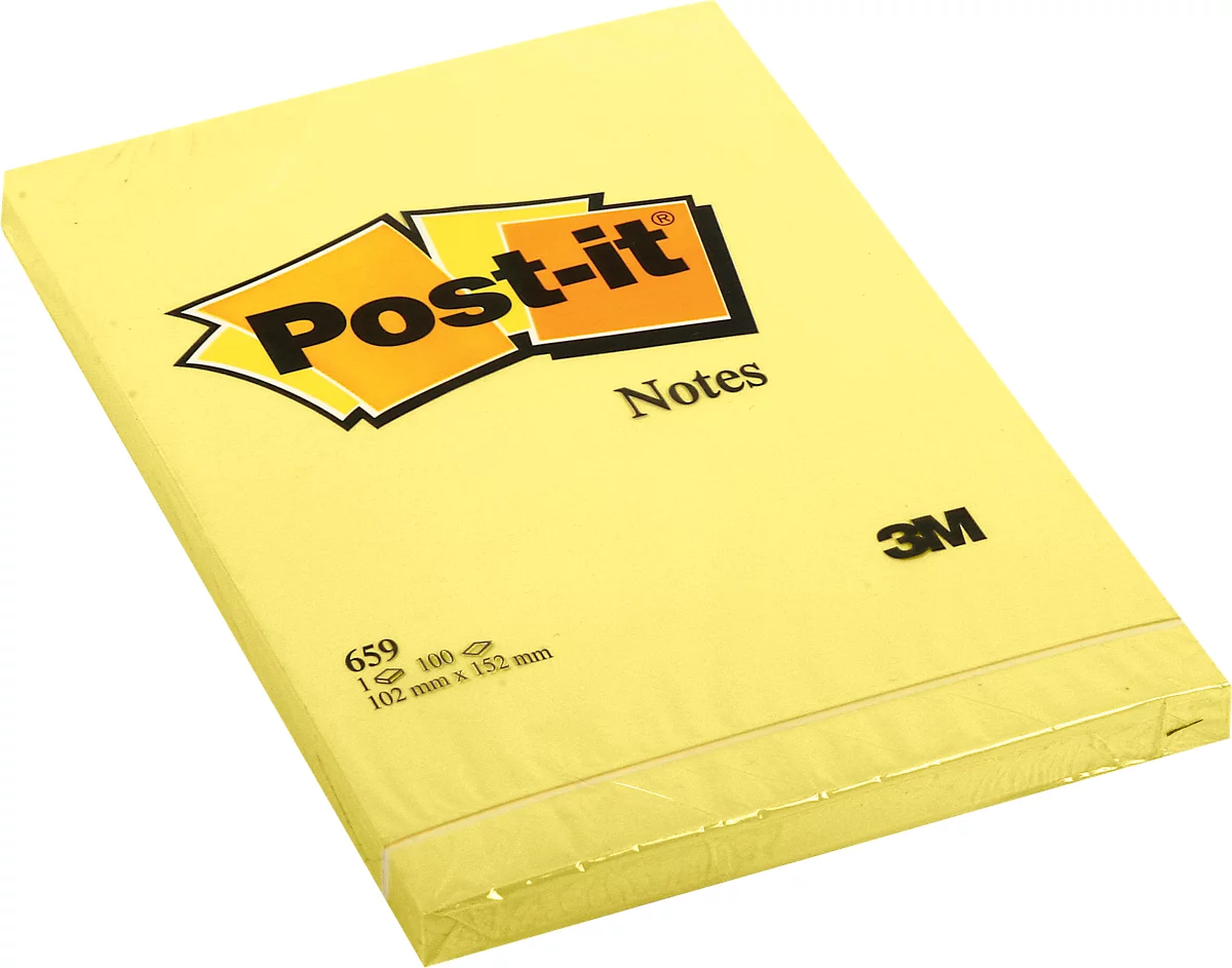 Haftnotizen POST-IT 659, selbsthaftend, gelb, 102 x 152 mm, 100 Blatt