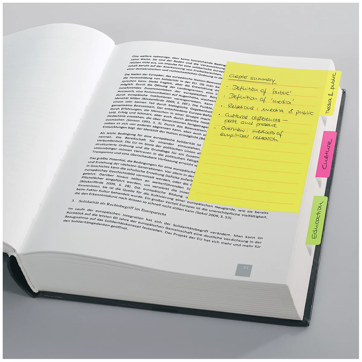 Haftnotizen Sigel Tab Marker Notes, 3-farbig, 42 Blatt, 98 x 148 mm, beschreibbar