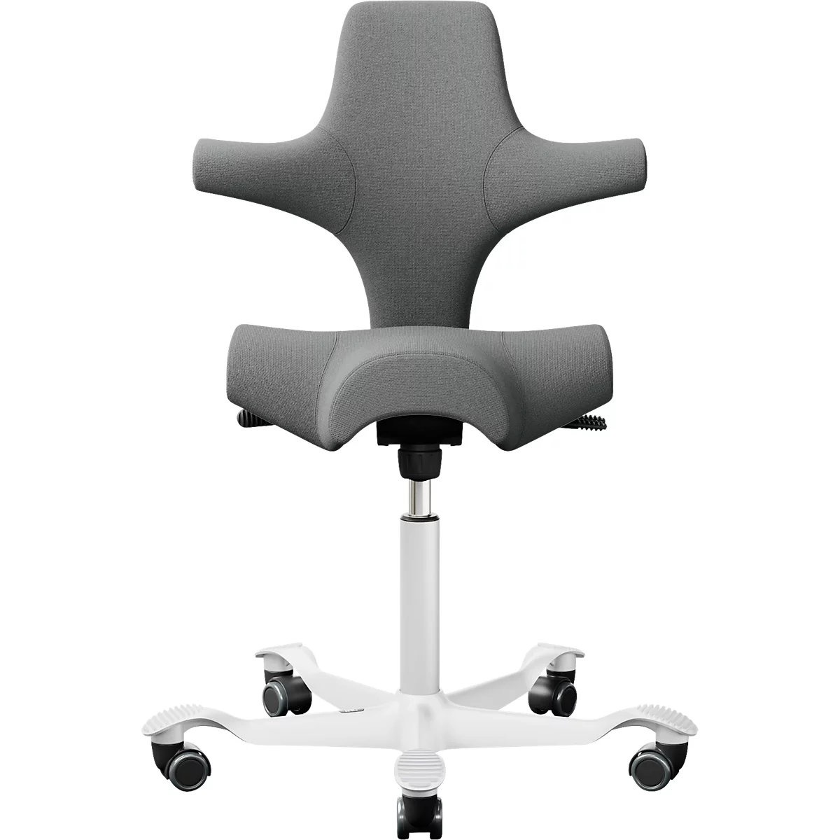 HÅG Capisco 8106 bureaustoel, in hoogte en diepte verstelbaar, aluminium onderstel, harde wielen, schuim, donkergrijs/wit