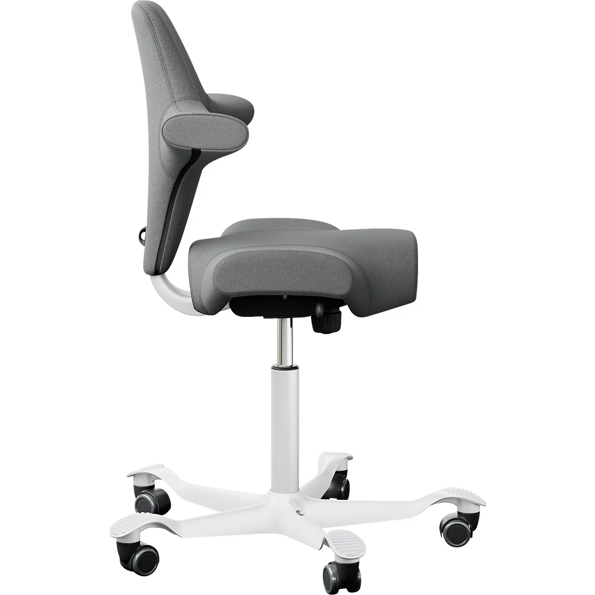 HÅG Capisco 8106 bureaustoel, in hoogte en diepte verstelbaar, aluminium onderstel, harde wielen, schuim, donkergrijs/wit