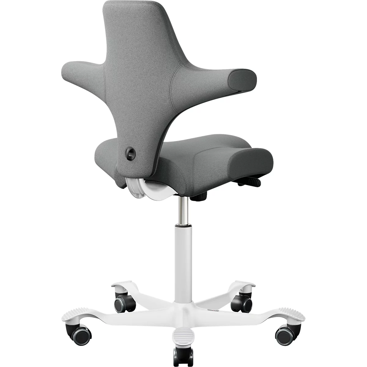 HÅG Capisco 8106 bureaustoel, in hoogte en diepte verstelbaar, aluminium onderstel, harde wielen, schuim, donkergrijs/wit