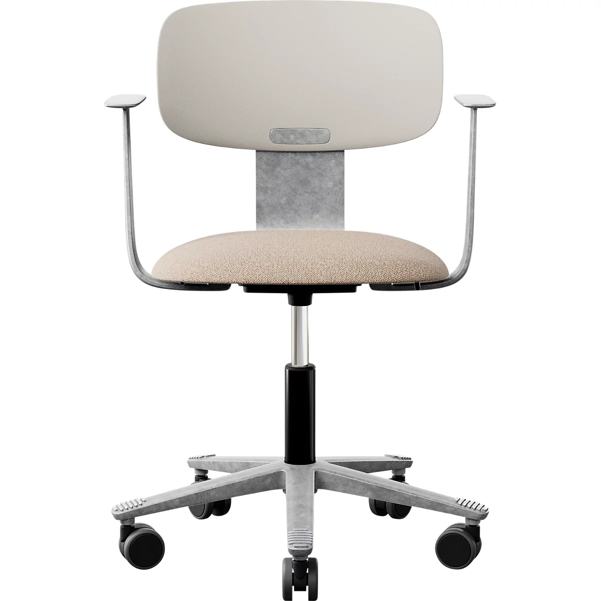 HÅG Tion 2140 Bürostuhl, HÅG inBalance®, höhenverstellbar 408 - 542 mm, neigbar, gepolsterter Sitz, Universalrollen, beige/grau, mit Armlehnen