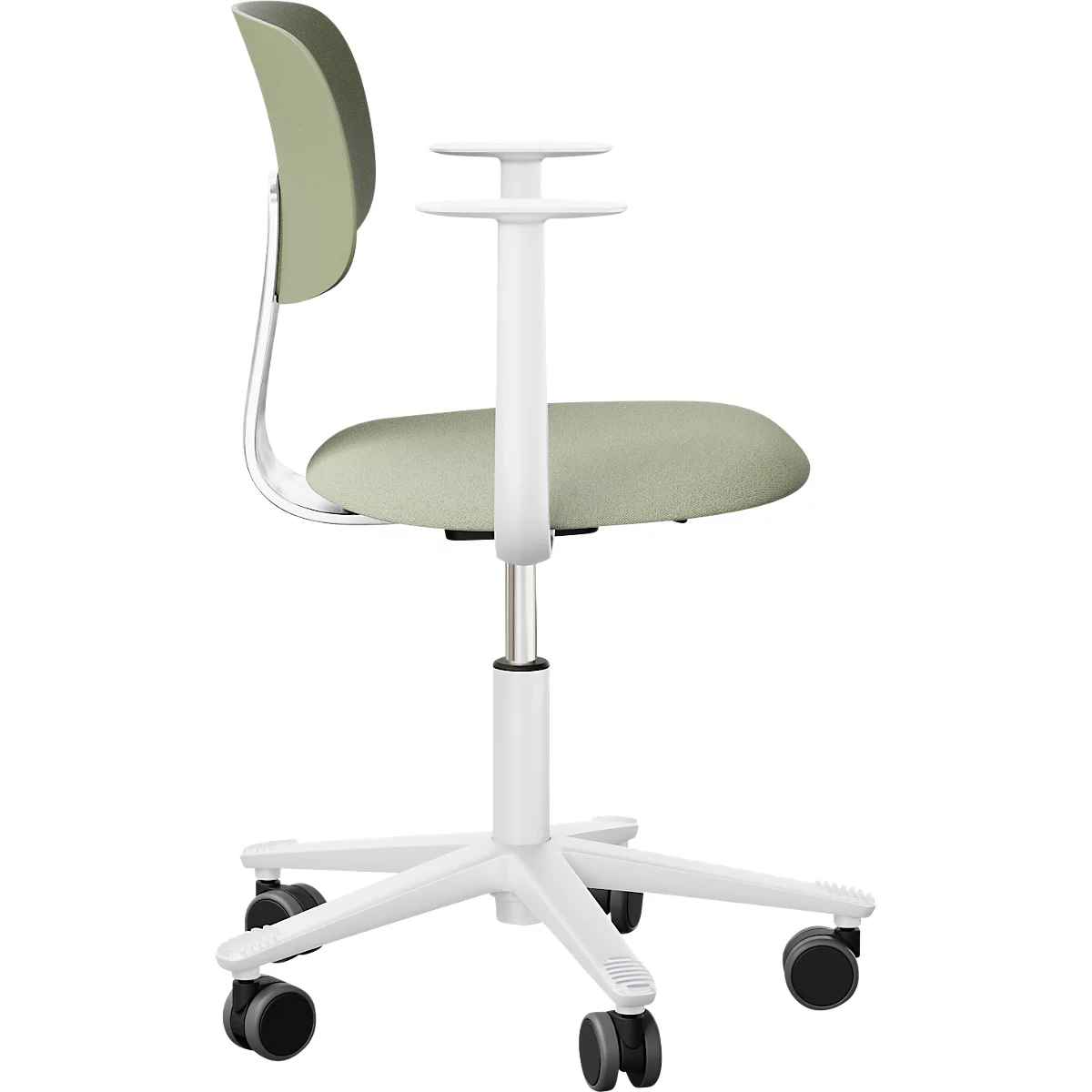 HÅG Tion 2140 Bürostuhl, HÅG inBalance®, höhenverstellbar 408 - 542 mm, neigbar, gepolsterter Sitz, Universalrollen, graugrün/weiss, mit Armlehnen