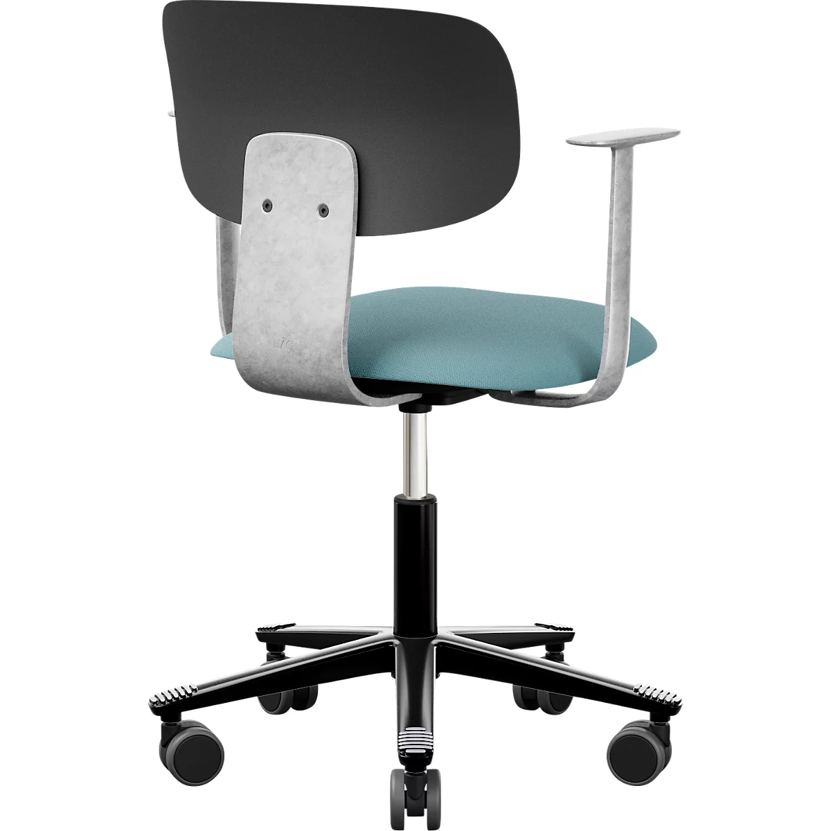 HÅG Tion 2140 Bürostuhl, HÅG inBalance®, höhenverstellbar 408 - 542 mm, neigbar, gepolsterter Sitz, Universalrollen, hellblau/schwarz, mit Armlehnen