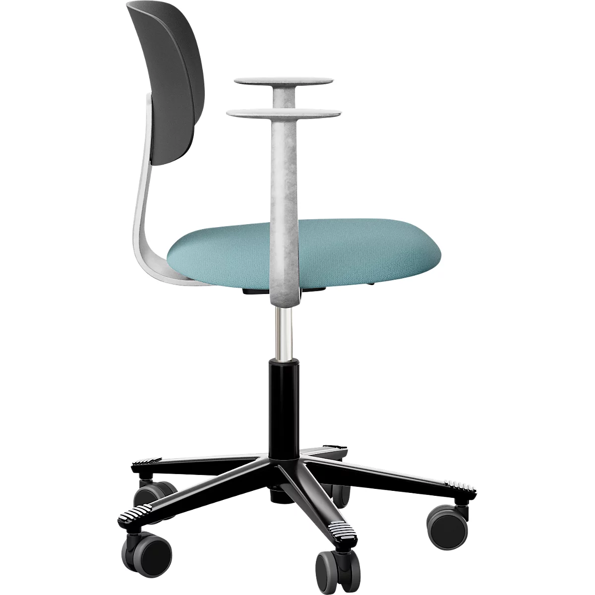 HÅG Tion 2140 Bürostuhl, HÅG inBalance®, höhenverstellbar 408 - 542 mm, neigbar, gepolsterter Sitz, Universalrollen, hellblau/schwarz, mit Armlehnen