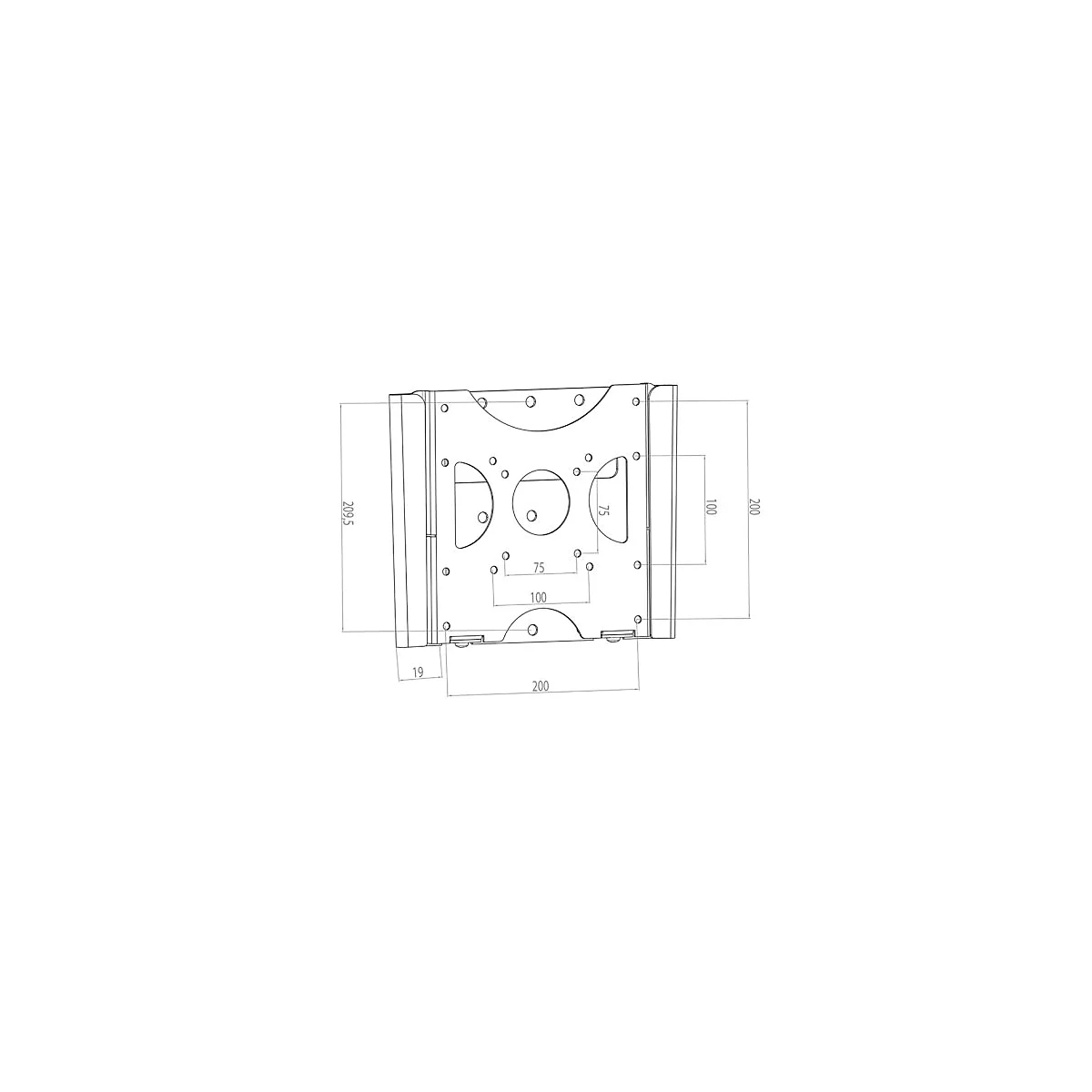 Dessin technique d'un support mural avec dimensions en mm.