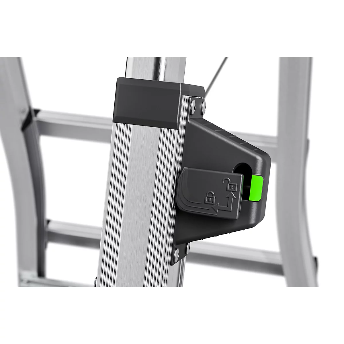 HAILO Alu-Doppel-Teleskopleiter D100, 2 x 4 - 2 x 6 Stufen, Spreizsicherung, Kunststofffüße, bis 287 cm Arbeitshöhe, bis 150 kg