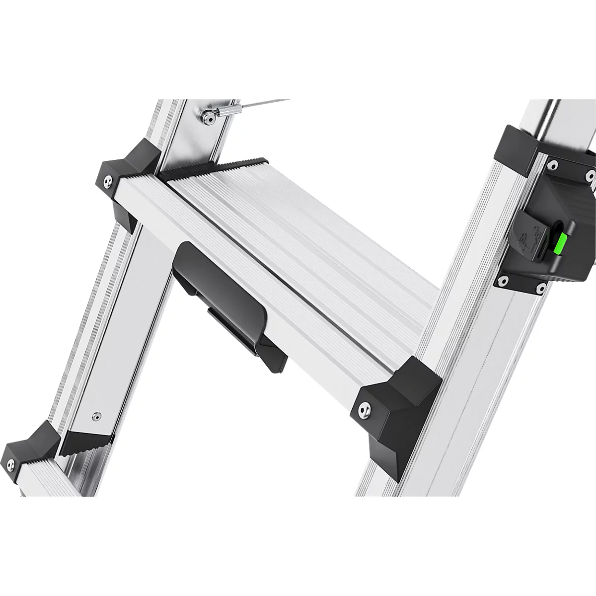 HAILO Alu-Doppel-Teleskopleiter D100, 2 x 4 - 2 x 6 Stufen, Spreizsicherung, Kunststofffüße, bis 287 cm Arbeitshöhe, bis 150 kg