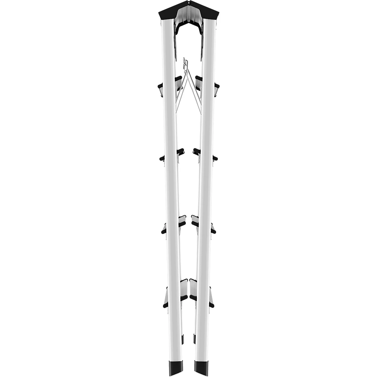Hailo Alu-Sicherheits-Doppelstufenleiter D60 StandardLine, 2 x 5 Stufen, Rutschschutz, Soft-Grip-Sohle, bis 150 kg, EN 131, aluminium