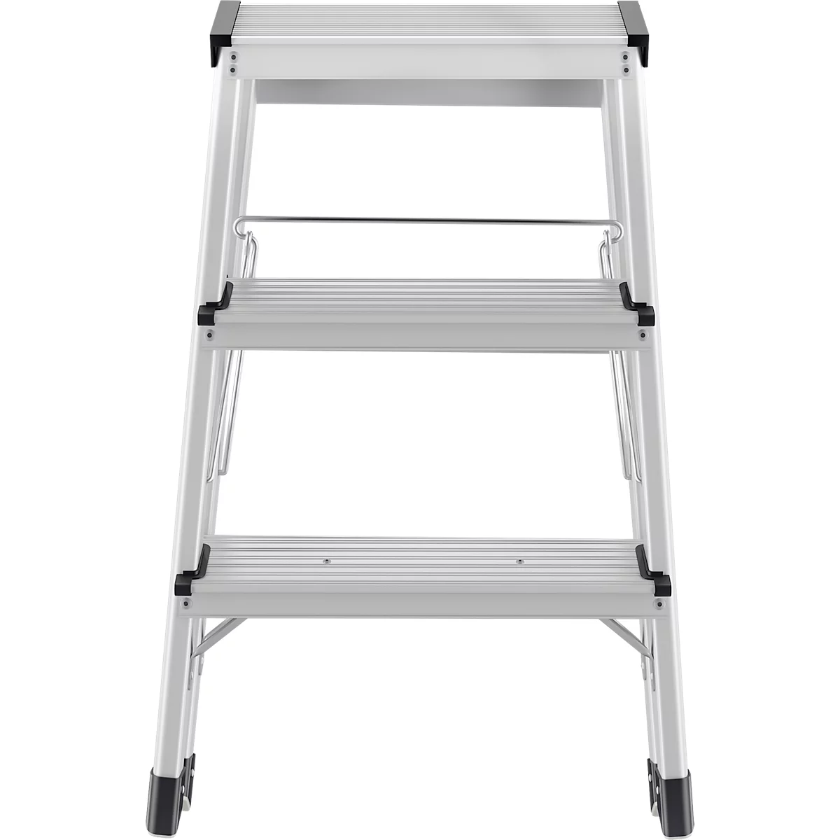 Hailo D60 StandardLine trap, 2 x 3 treden, tot 150 kg, opvouwbaar, antislipvoeten, aluminium &amp; kunststof, B 440 mm