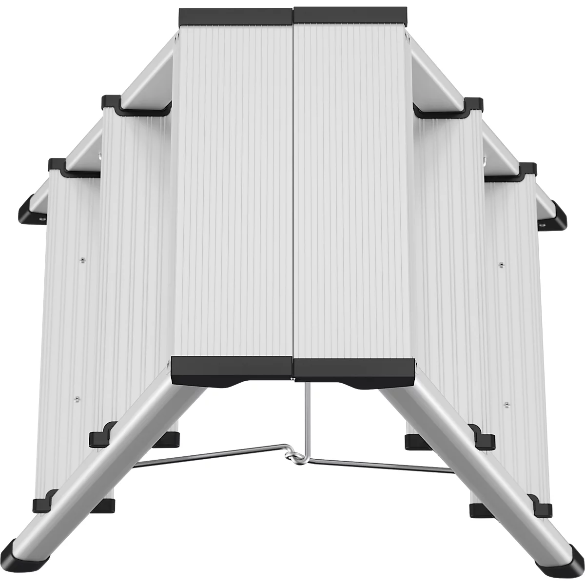 Hailo D60 StandardLine trap, 2 x 3 treden, tot 150 kg, opvouwbaar, antislipvoeten, aluminium &amp; kunststof, B 440 mm