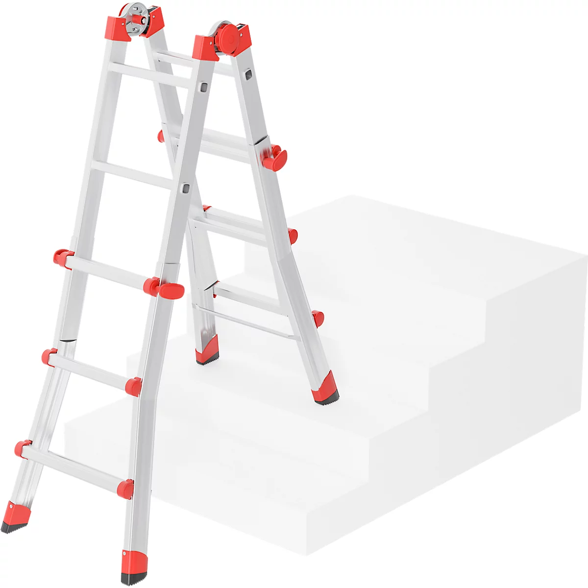 HAILO M80 Multifunktionsleiter 4x3 Sprossen aus Aluminium, als Steh- und Anlegeleiter nutzbar, Arbeitshöhe bis 3,71 m
