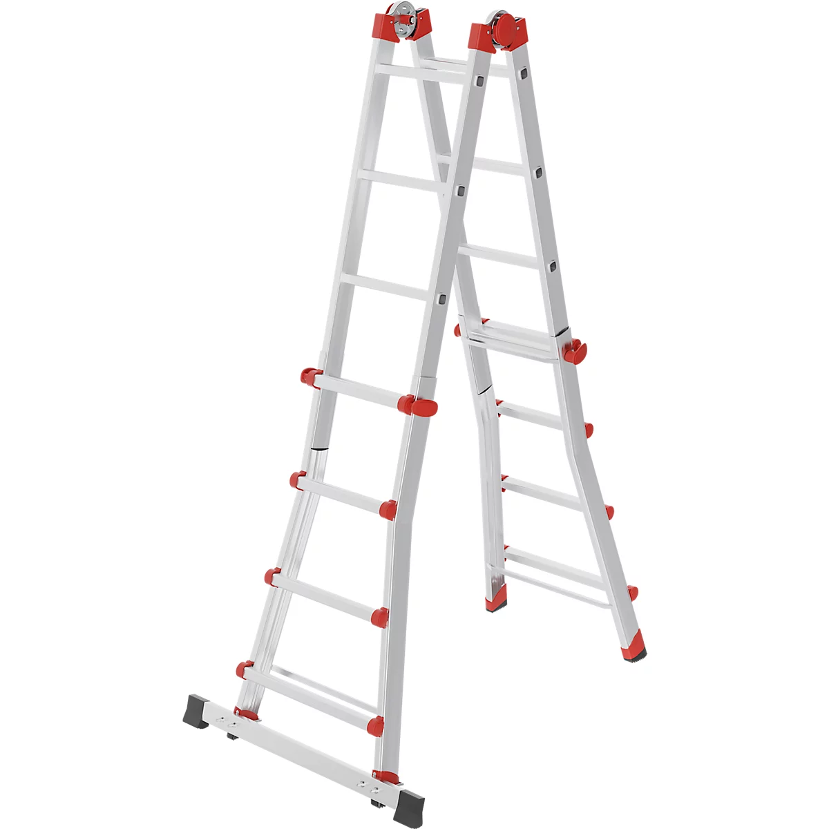 HAILO M80 Multifunktionsleiter 4x4 Sprossen aus Aluminium, als Steh-, Anlege- und Treppenleiter nutzbar, Arbeitshöhe bis 4,70 m