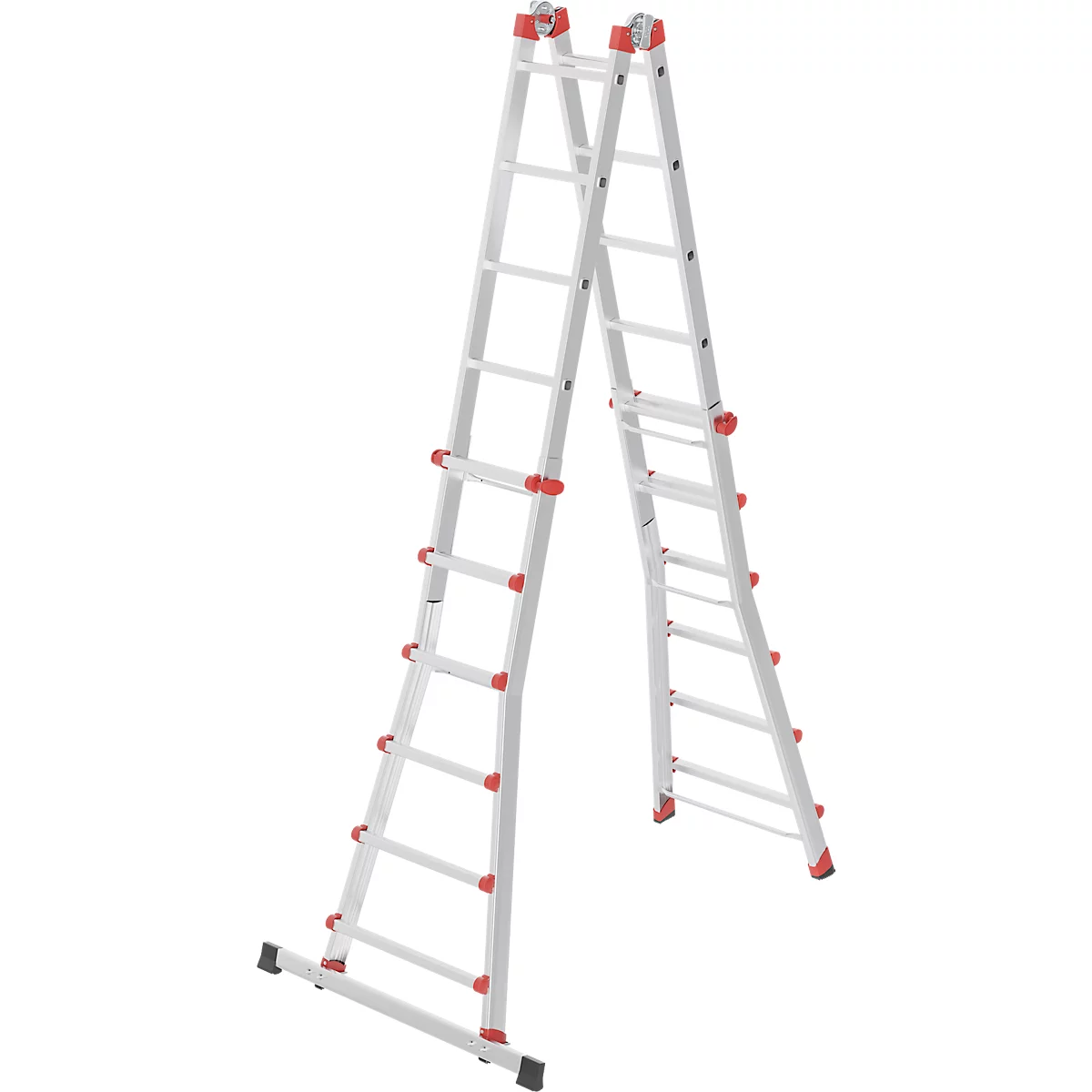 HAILO M80 Multifunktionsleiter 4x6 Sprossen aus Aluminium, als Steh-, Anlege- und Treppenleiter nutzbar, Arbeitshöhe bis 6,75 m