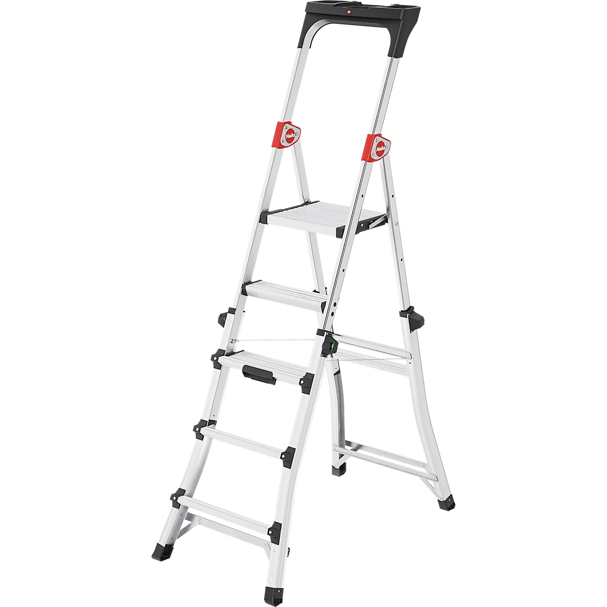 HAILO TL100 Alu-Teleskopleiter Topline, 3 - 5 Stufen, bis 309 cm, rutschfest, mit Ablageschale, bis 150 kg