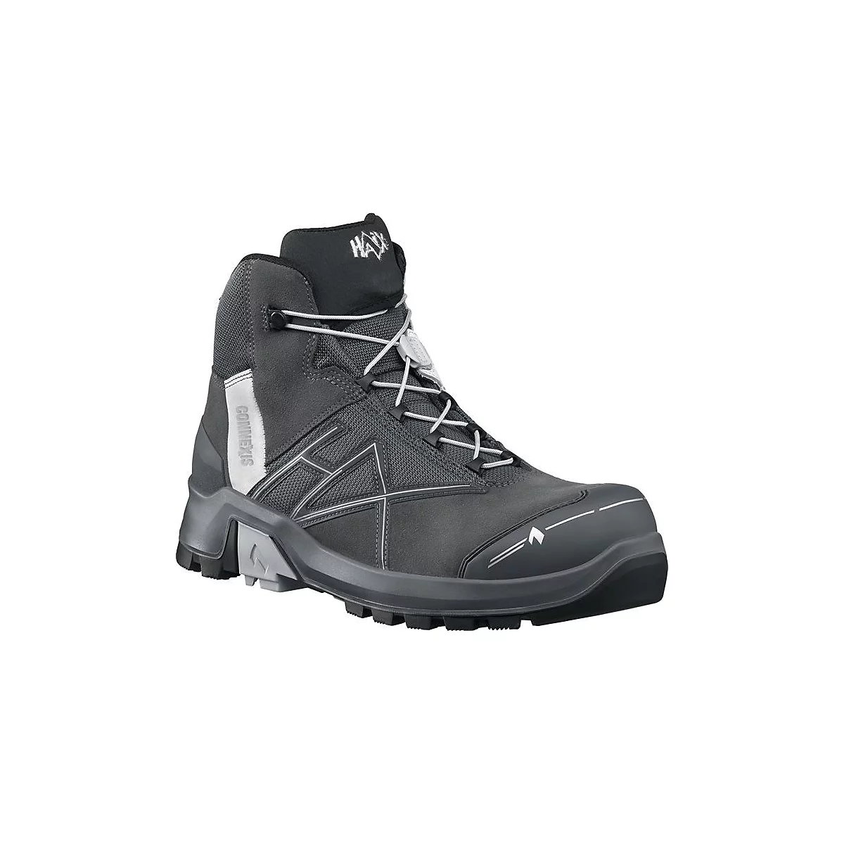 HAIX Sicherheitsstiefel Connexis® GTX mid, S3 HRO HI CI WR SRC, Gore-Tex, Nano-Carbon-Kappe, Größe 11 (46), grau/silber