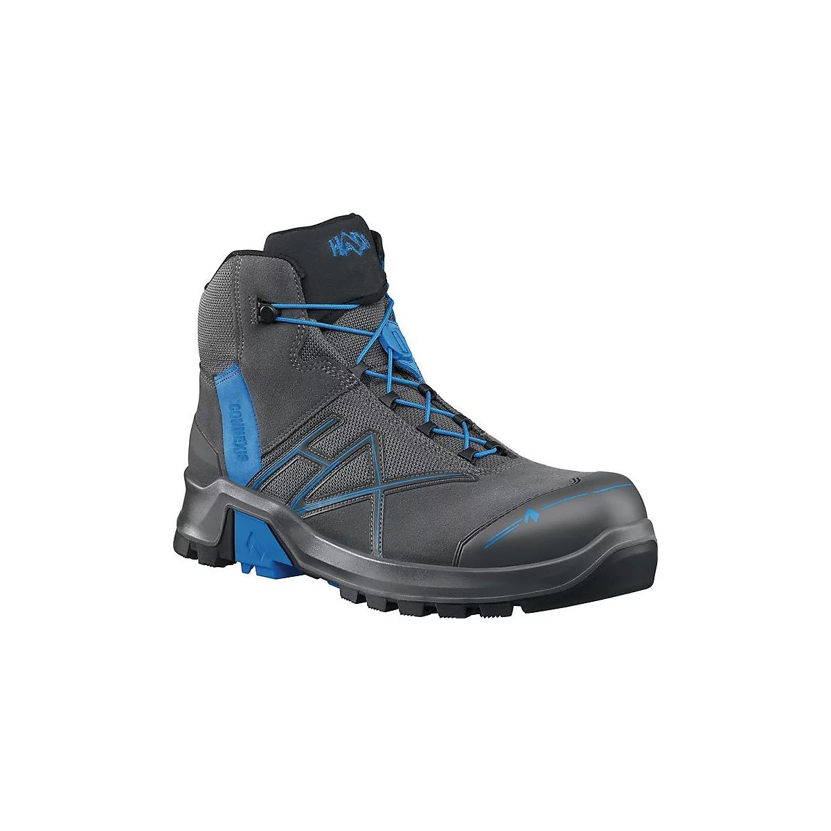 HAIX Sicherheitsstiefel Connexis® GTX mid, S3 HRO HI CI WR SRC, Größe 44, Nano-Carbon-Kappe, GORE-TEX®, grau/blau