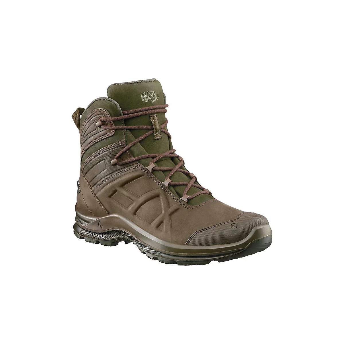 HAIX Trekkingstiefel BE Nature GTX Mid, Nubukleder braun/grün, Größe 9 (43), GORE-TEX, rutschfest, öl- und hitzeresistent