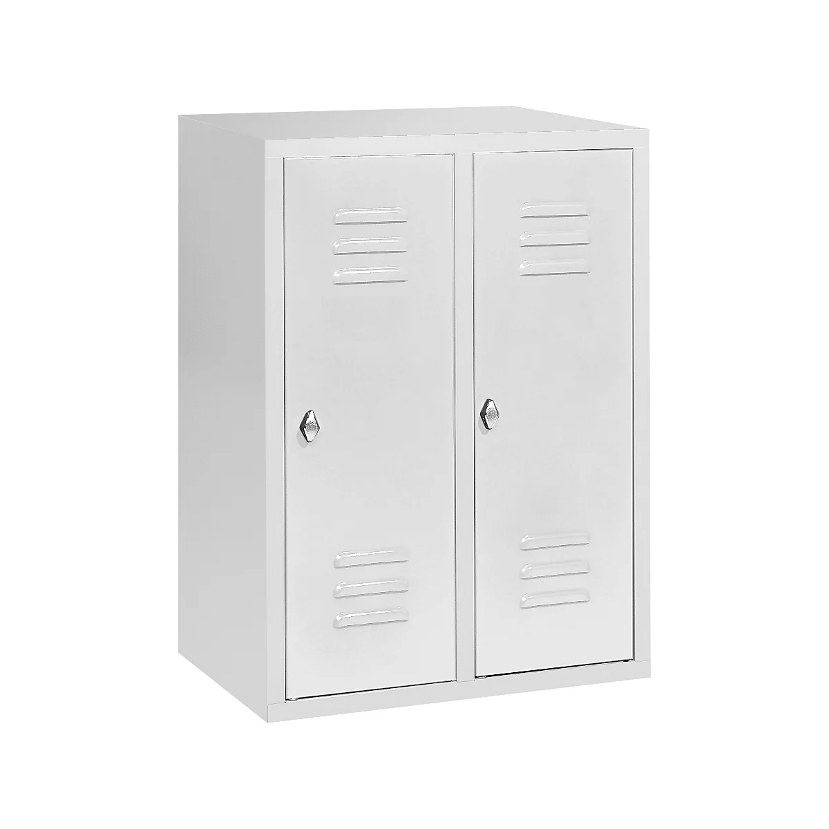 Halfhoge kledinglocker, 2 compartimenten, 300 mm, draaigrendelslot, lichtgrijs/lichtgrijs