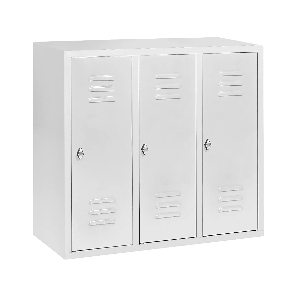 Halfhoge kledinglocker, 3 compartimenten, 300 mm, draaigrendelslot, lichtgrijs/lichtgrijs