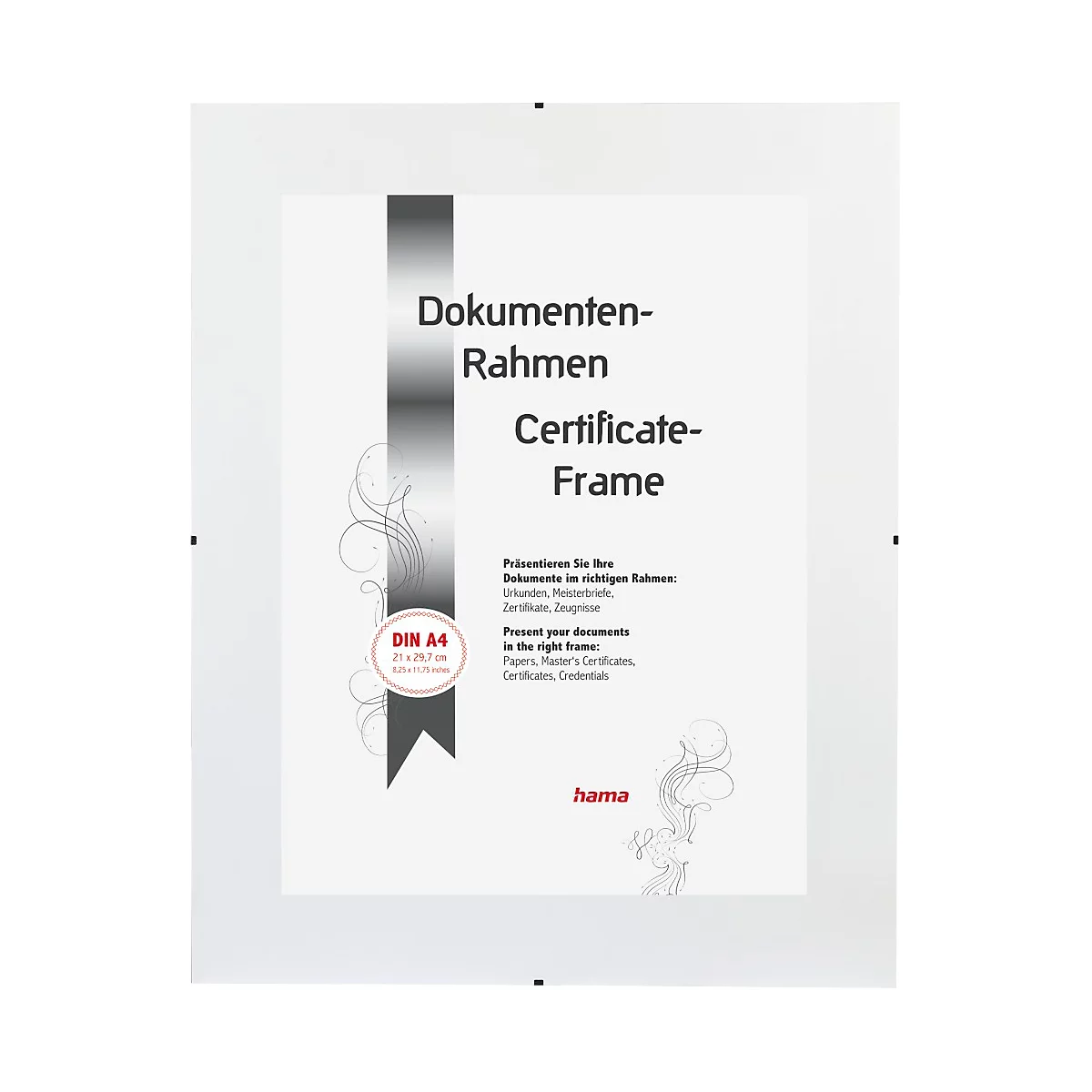 Un cadre de document blanc, avec du texte comme "Dokumenten-Rahmen Certificate-Frame".