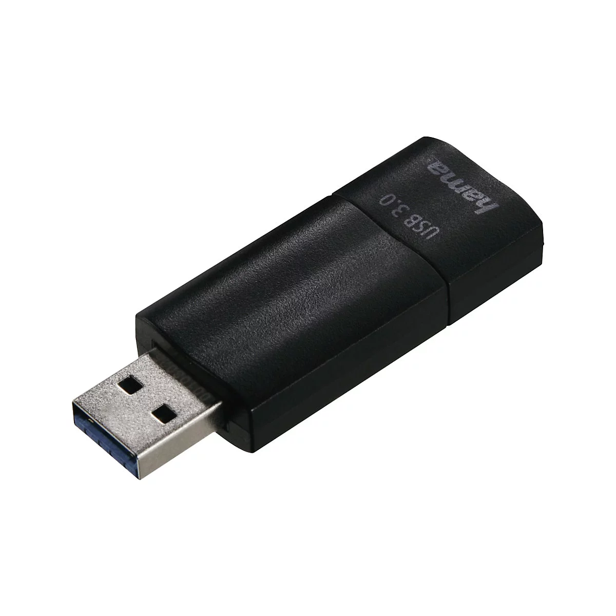 Clé USB noire avec connecteur USB argenté. La clé porte l'inscription "hama USB 3.0".