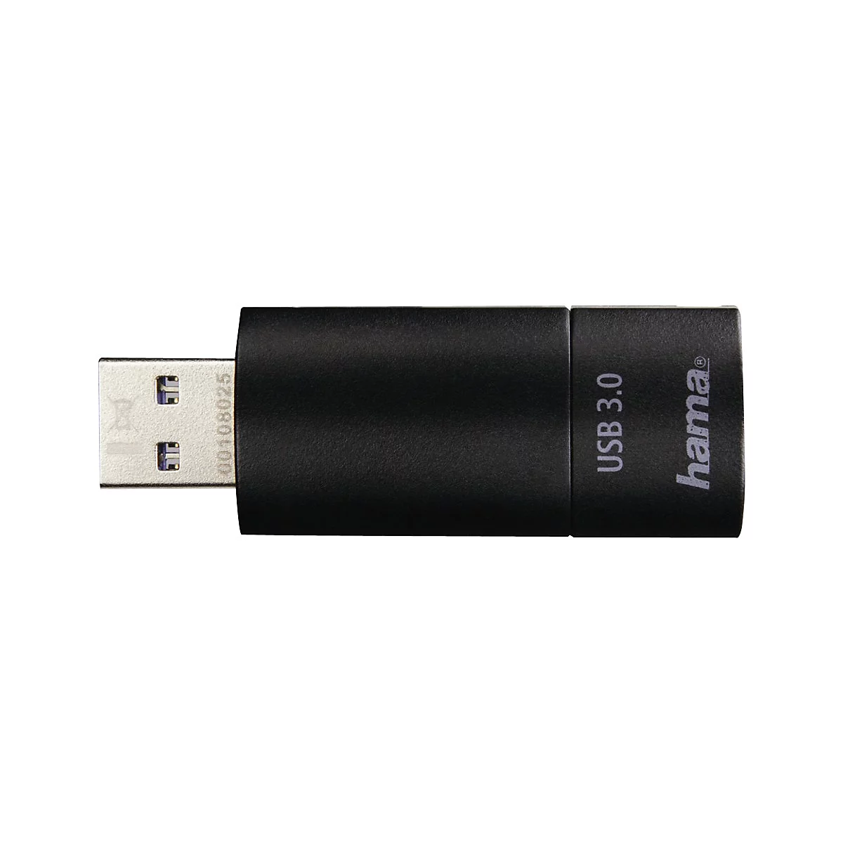 Clé USB noire de Hama. La clé indique USB 3.0, Hama et un numéro d'article.