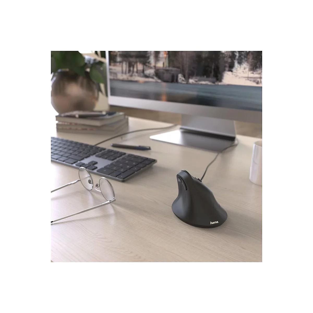 Hama Vertical Ergonomic - Vertikale Maus - ergonomisch - Für Rechtshänder - optisch - 6 Tasten