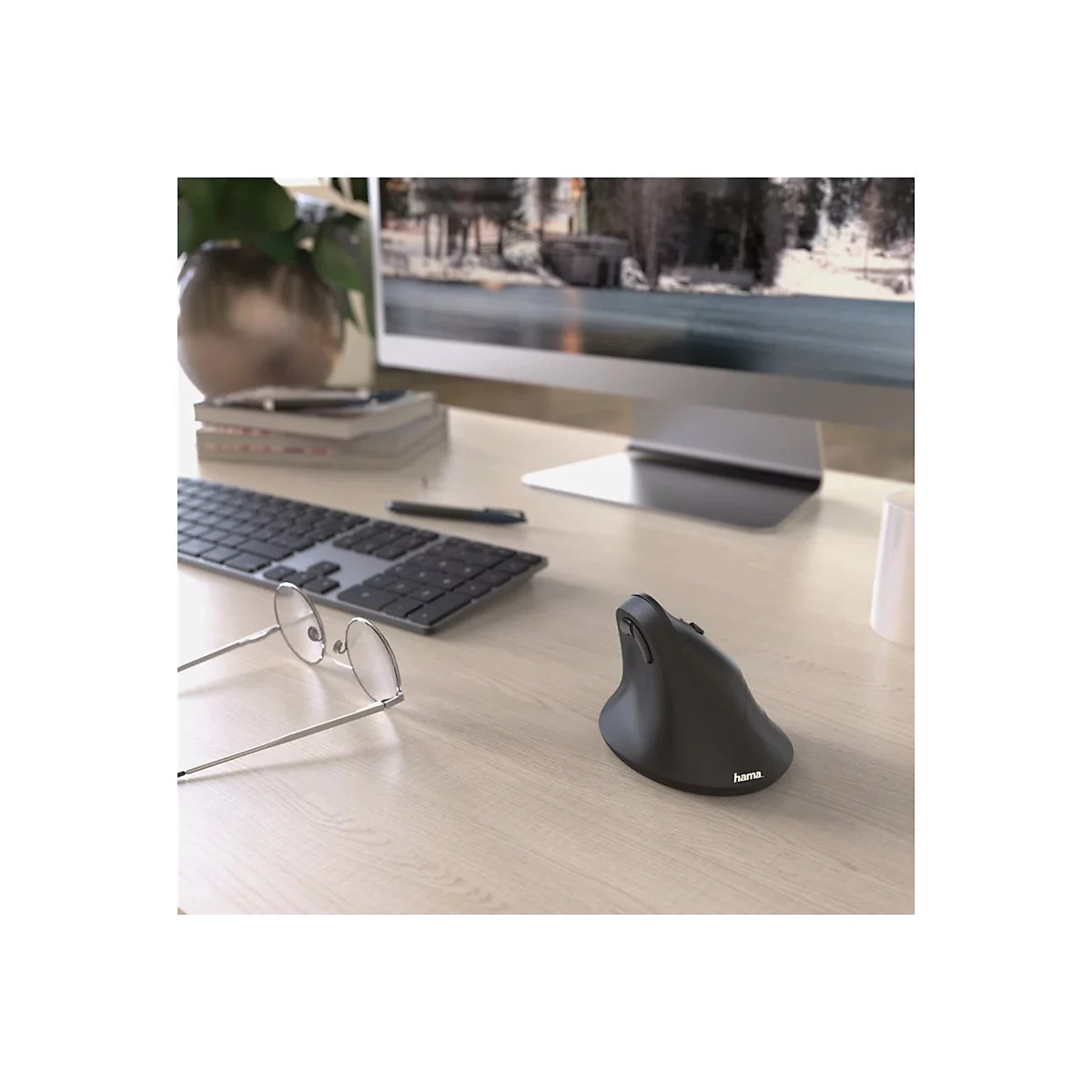 Hama Vertical Ergonomic - Vertikale Maus - ergonomisch - Für Rechtshänder - optisch - 6 Tasten
