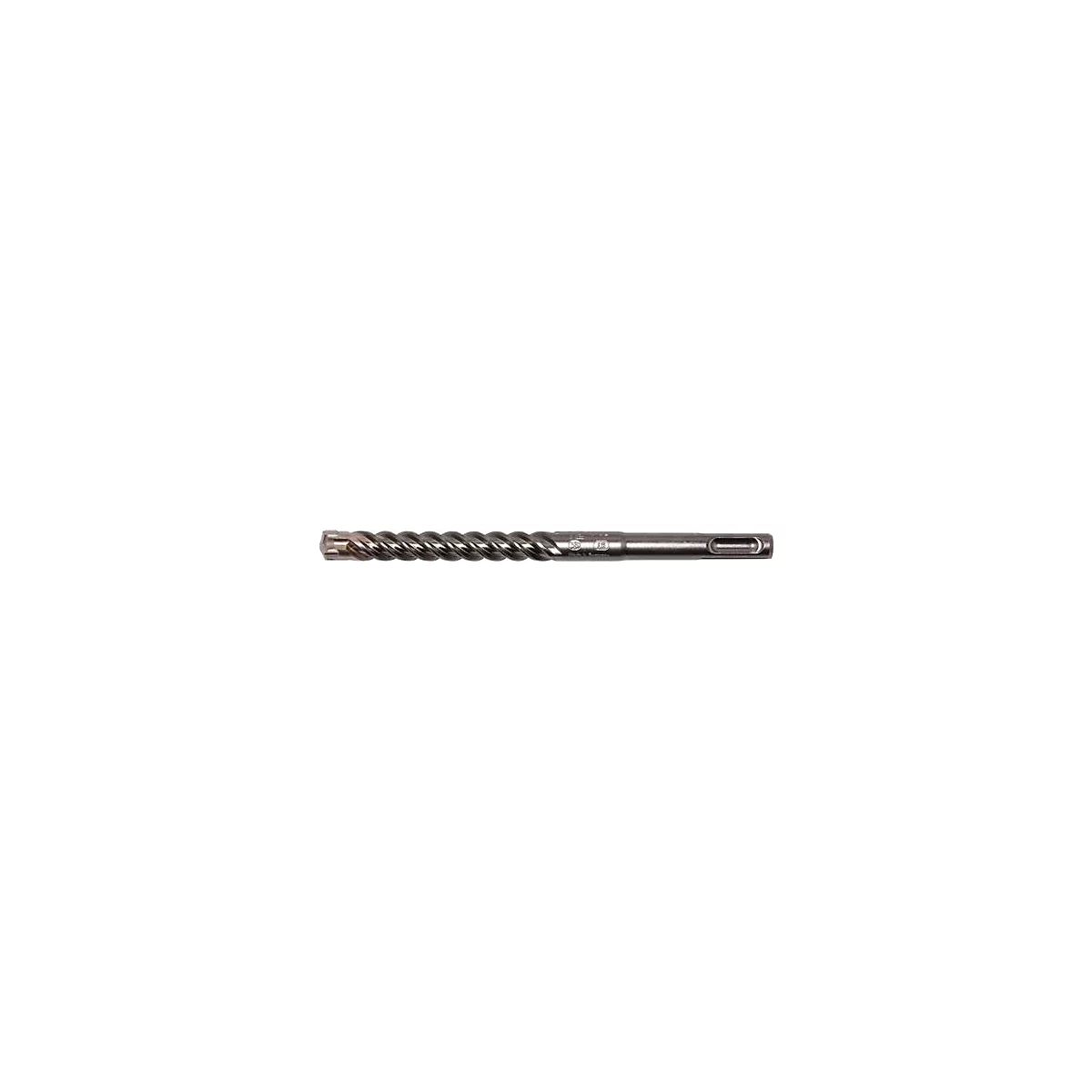 Een zilverkleurige boor met spiraalvormige groeven.