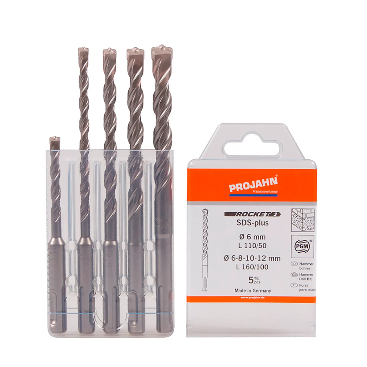 Hammerbohrer-Set PROJAHN SDS-plus ECO, 5-tlg., für Beton/Mauerwerk/Naturstein, Ø 6-12 mm