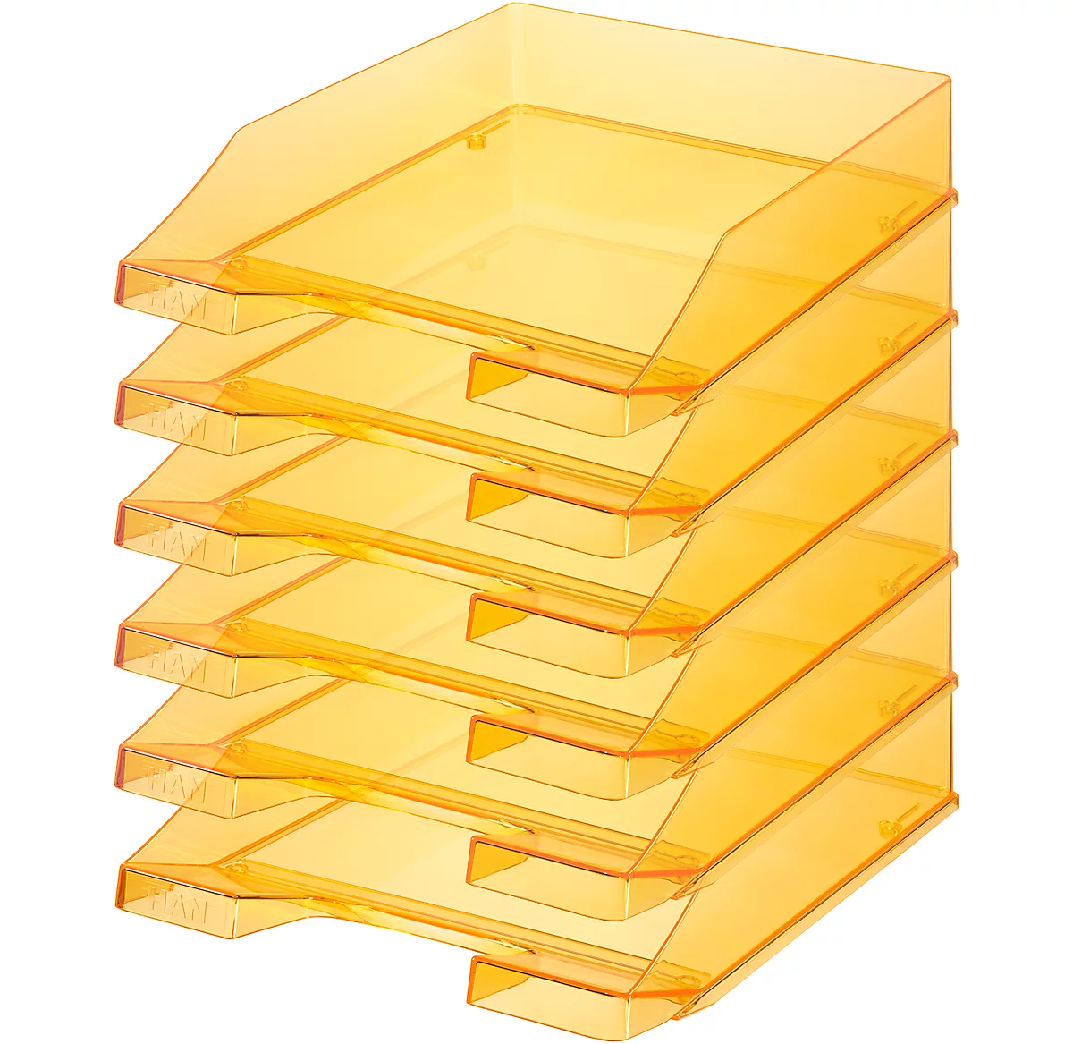 HAN Cesta archivadora clásica, para formato A4/C4, con campo de etiquetado, apilable, An 255 x Pr 348 x Al 65 mm, plástico, naranja/transparente, 6 piezas 