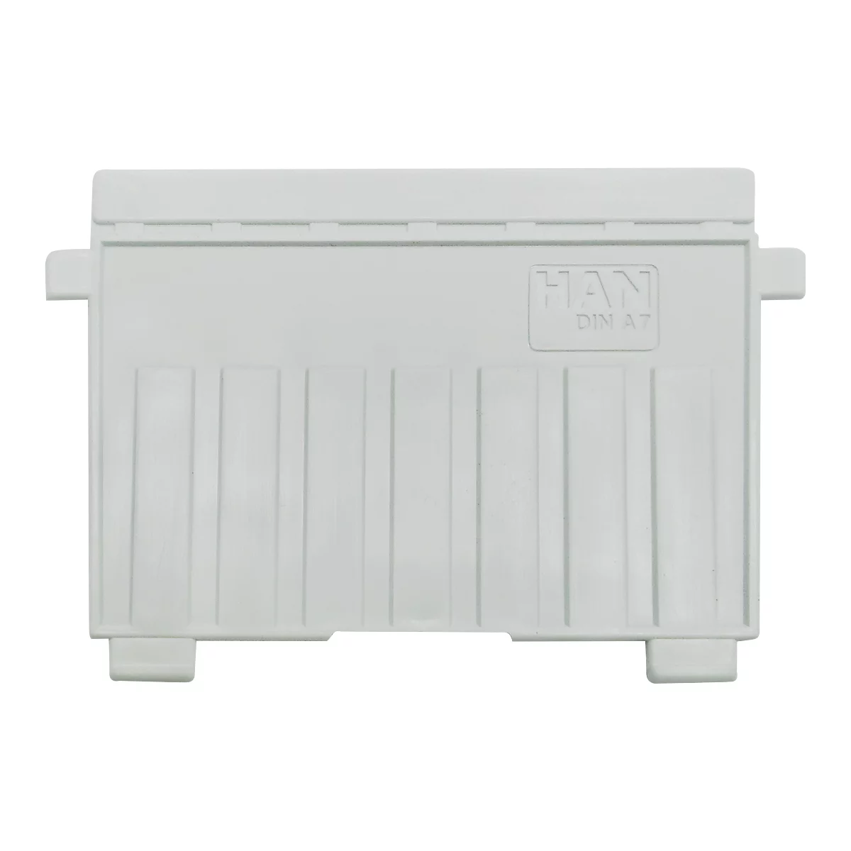 Rectangular gray box with the inscription "HAN DIN A7".