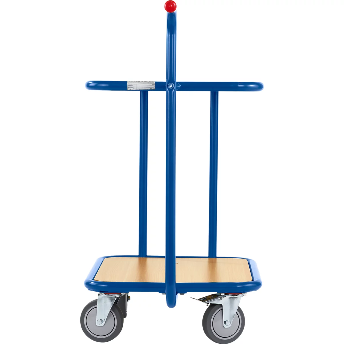 Handgreeproller met 2 houten laadvlakken