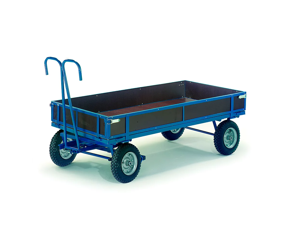 Handpritschenwagen mit Bordwänden, Räder aus Vollgummi, 2460 x 1210 mm