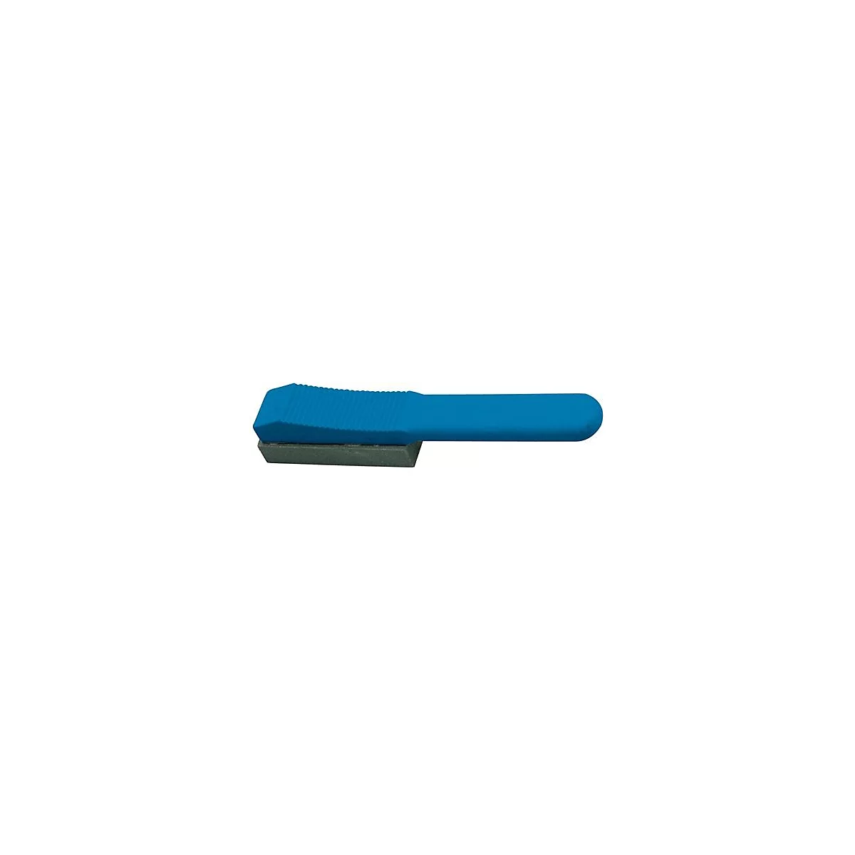 Blauwe gum met grijze slijplichaam en blauwe handgreep.