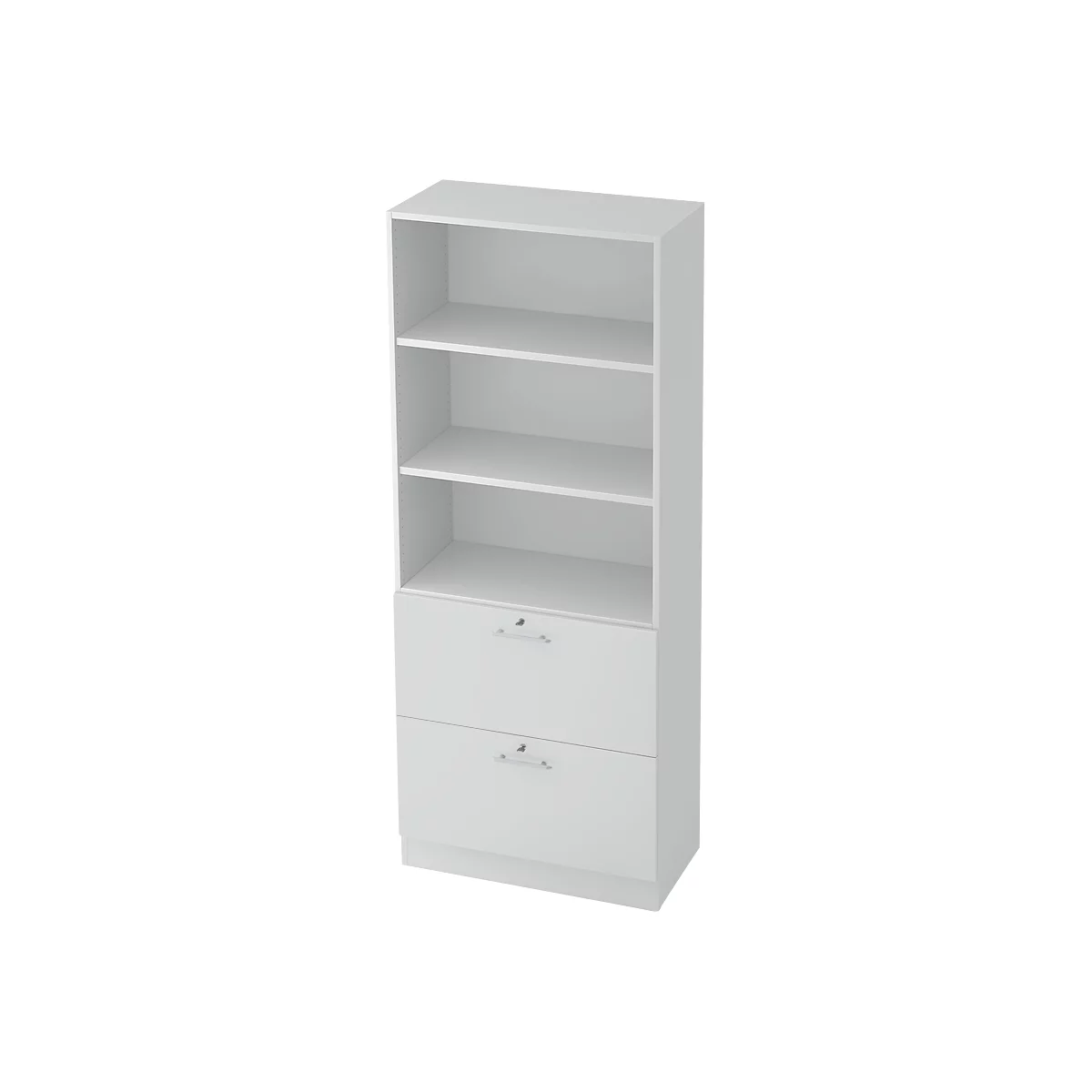 Hangmappenkast JENA, 5 ordnerhoogten, B 800 mm, 2 schuifladen, afsluitbaar, lichtgrijs