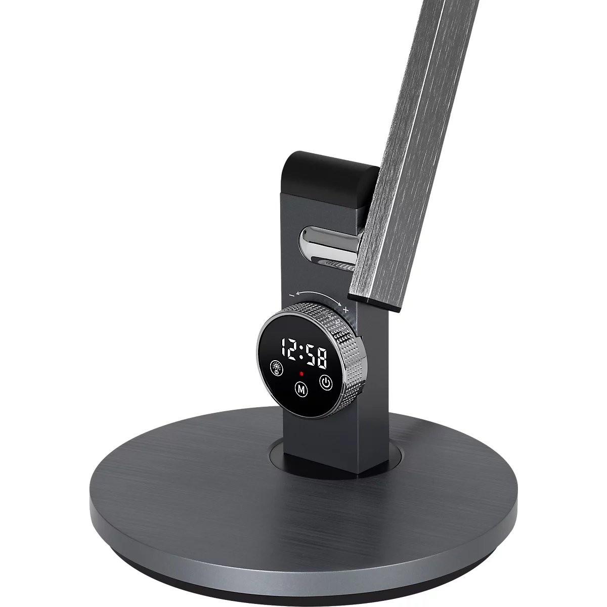 Hansa-by-styro Beam Lampe de bureau LED, intensité lumineuse variable en continu, fonction mémoire, commande par bouton rotatif, gris foncé