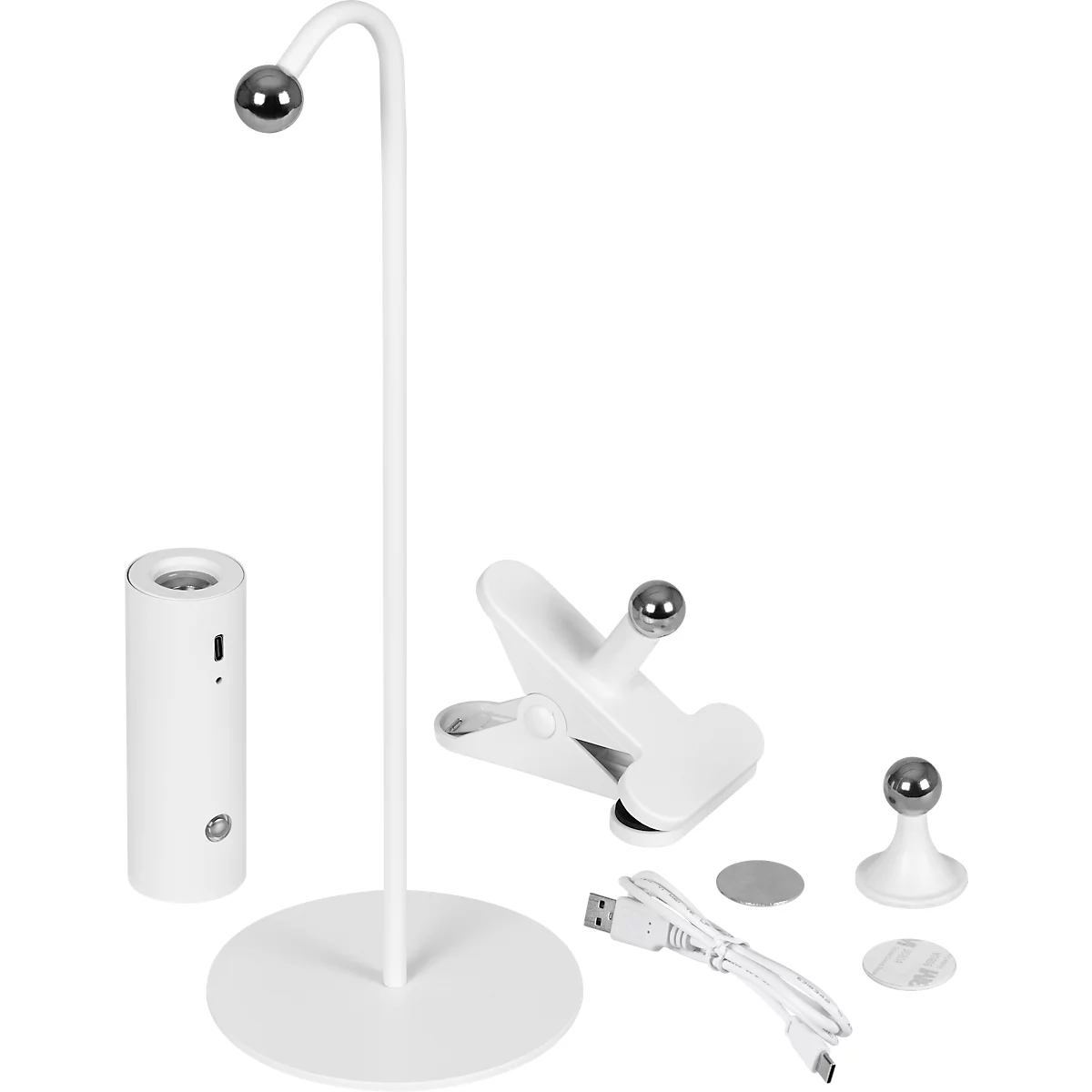 Hansa by Styro LED-Leuchte FLARE, 4 W, 1200 mAh, 3-Stufen-Dimmer, USB-C, Weiß Matt, Magnetkopf