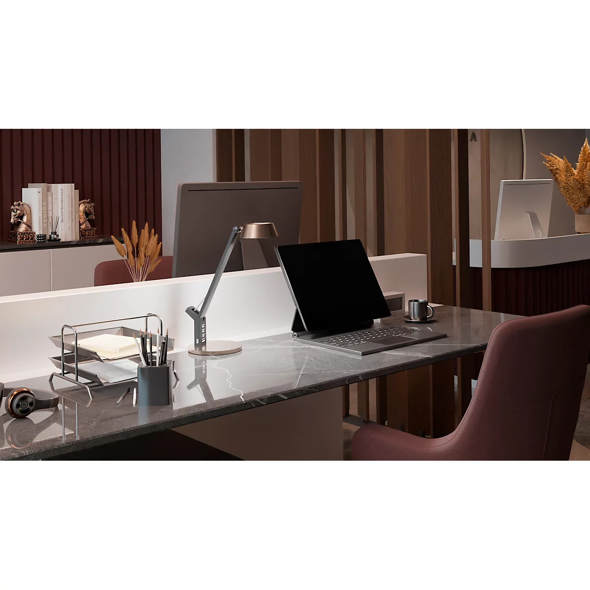Hansa-by-styro LED-Tischlampe, 3.000–6.300 K, Touch-Steuerung, drehbarer Leuchtenkopf, kupfer