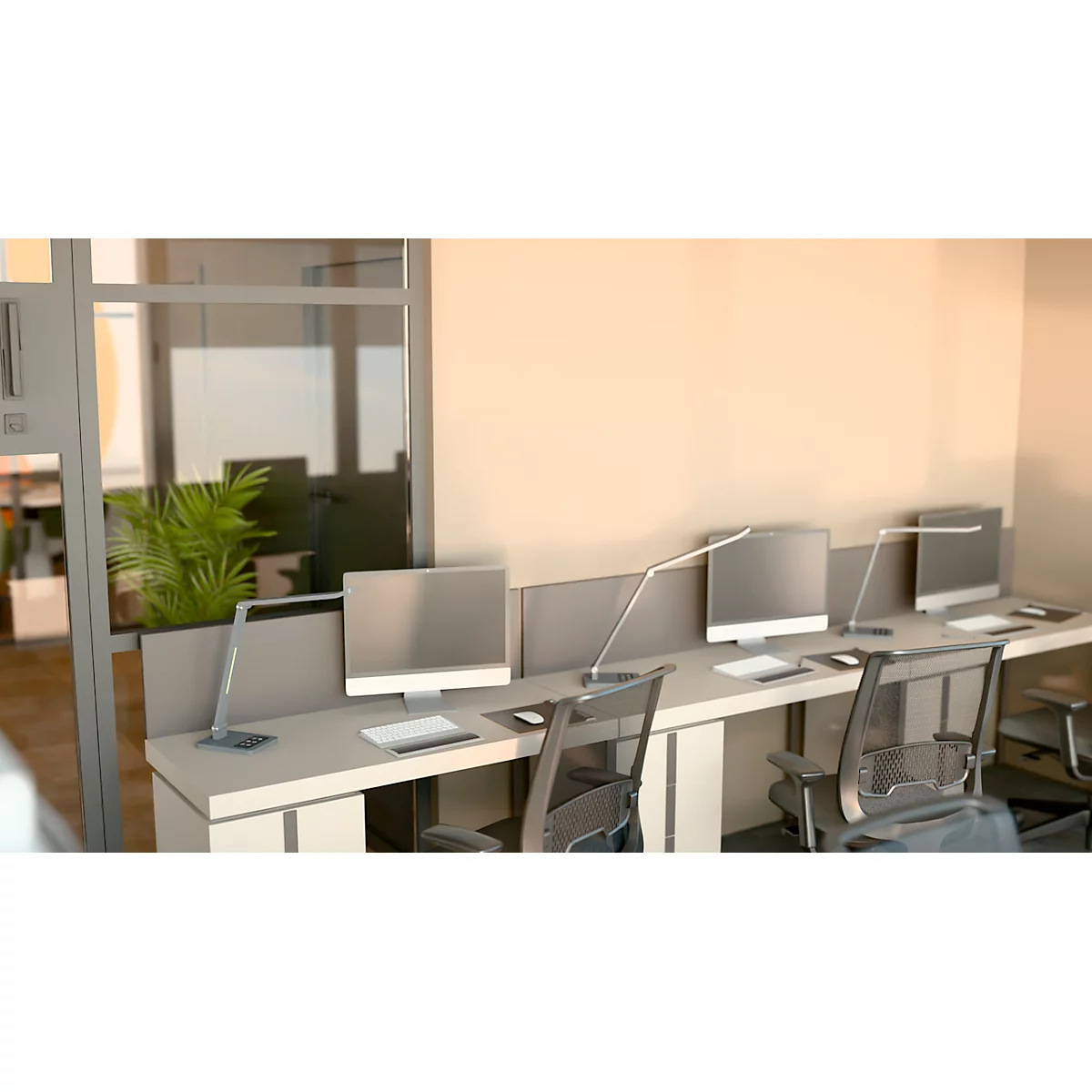 Hansa-by-styro Tide LED-Tischlampe, Farbtemperatur einstellbar, Memory-Funktion, metallicgrau