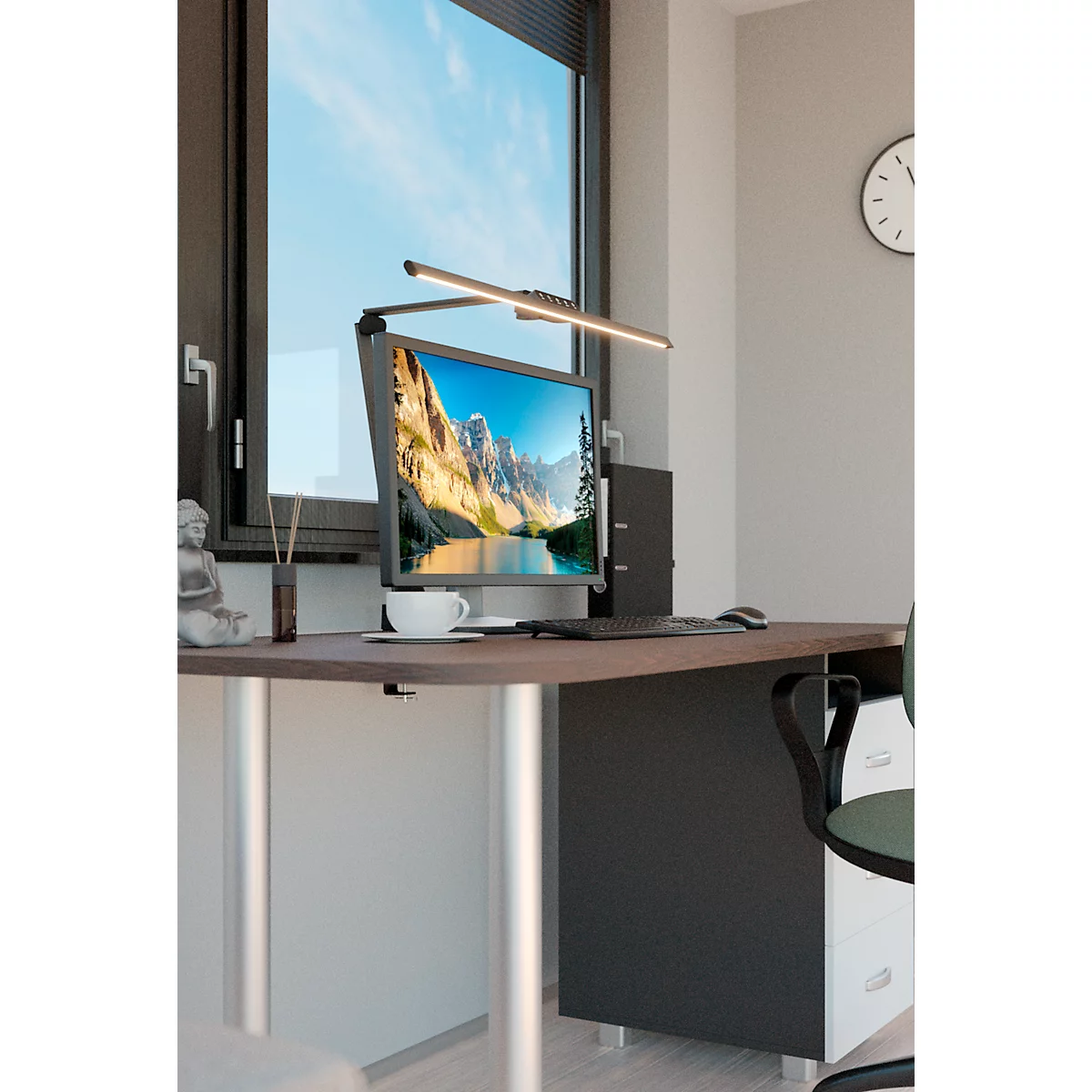 Hansa LED Bildschirmleuchte Flow, verstellbar, dimmbar, 18 W, 2700 K - 6000 K, anthrazit