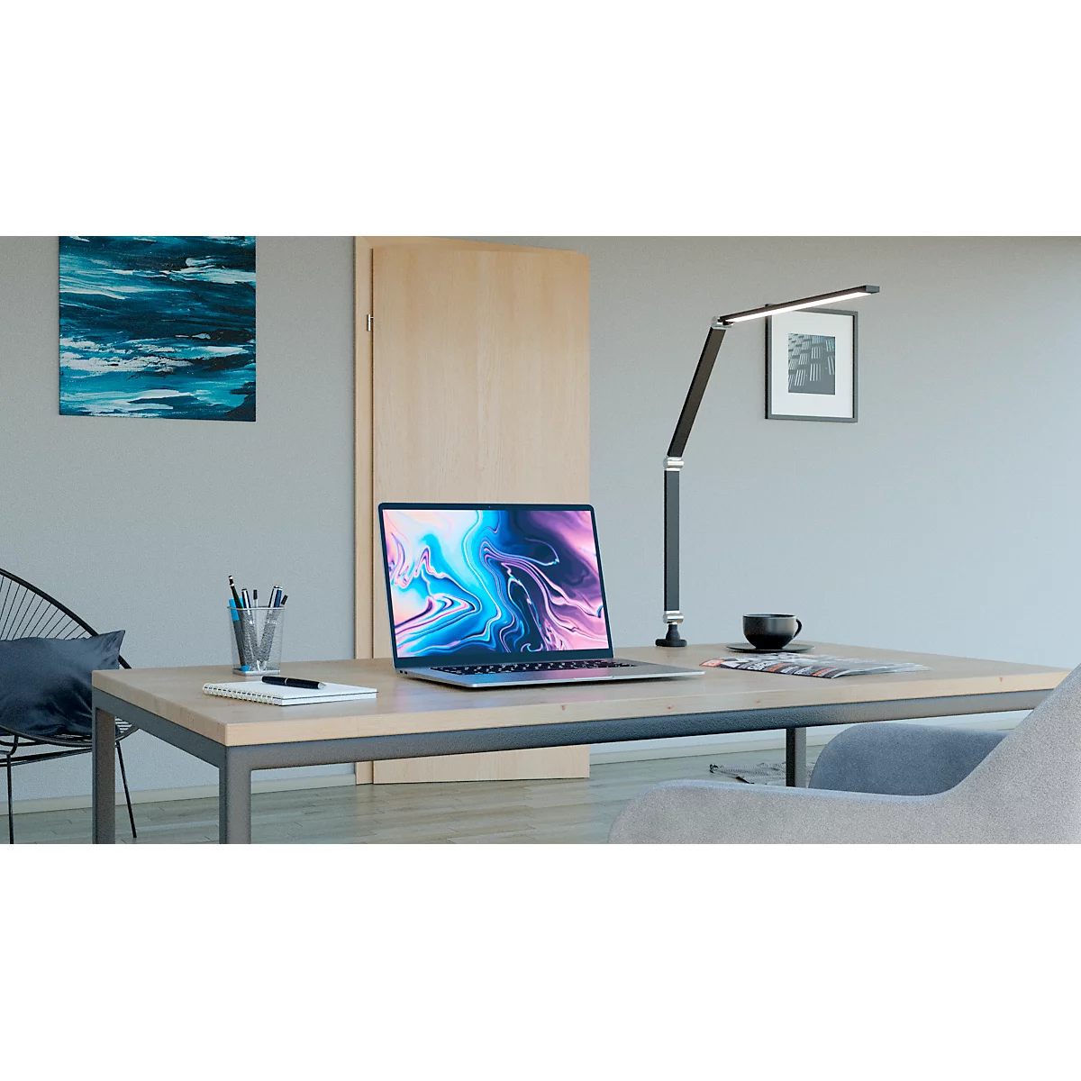 Hansa LED Lampe à pince Ray, 3000 K - 6000 K, 10 W, intensité lumineuse variable, avec télécommande, noir