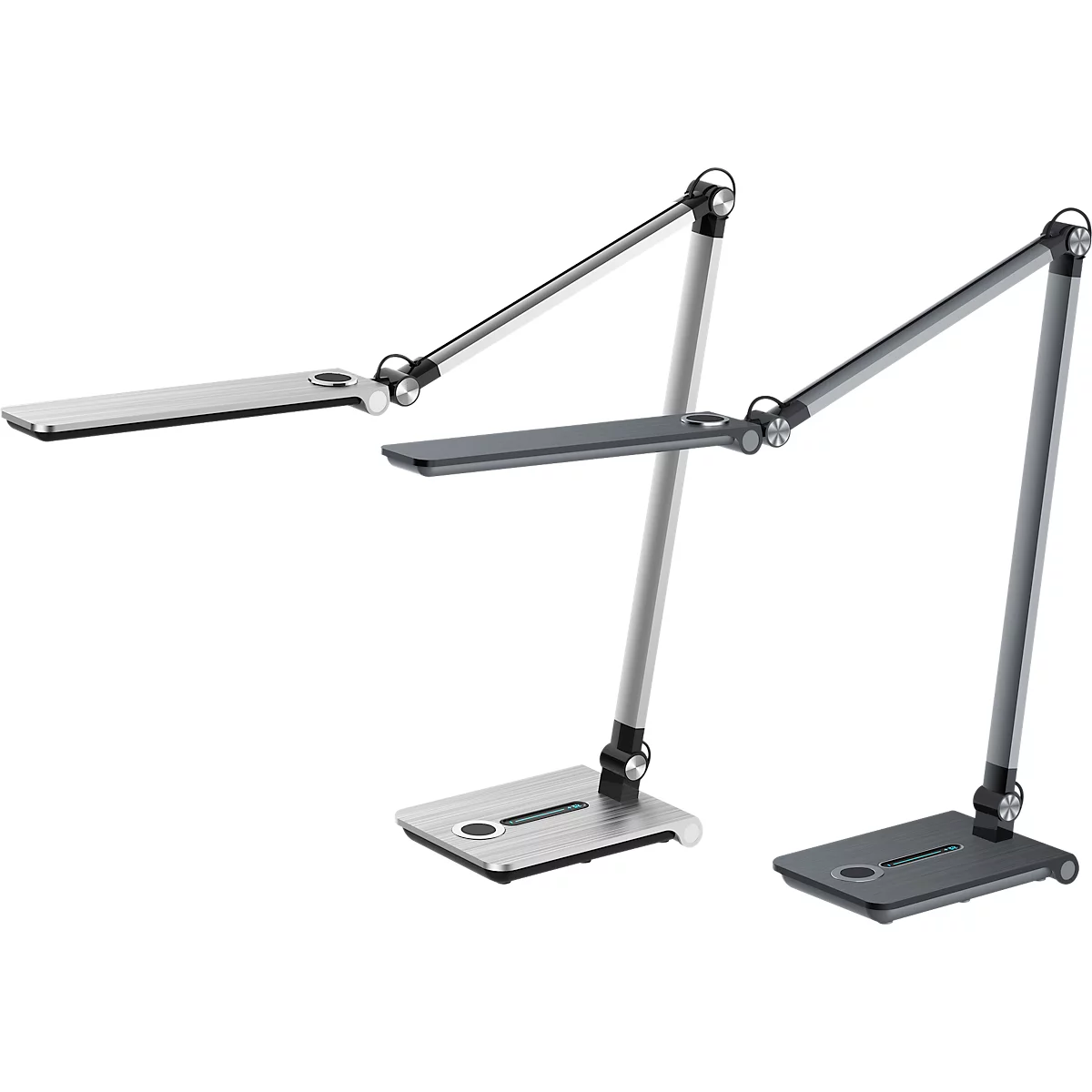 Hansa LED Lampe de table Wave, 3000 - 5800 K, 8,5 W, intensité lumineuse variable en continu, fonction mémoire, gris métallisé
