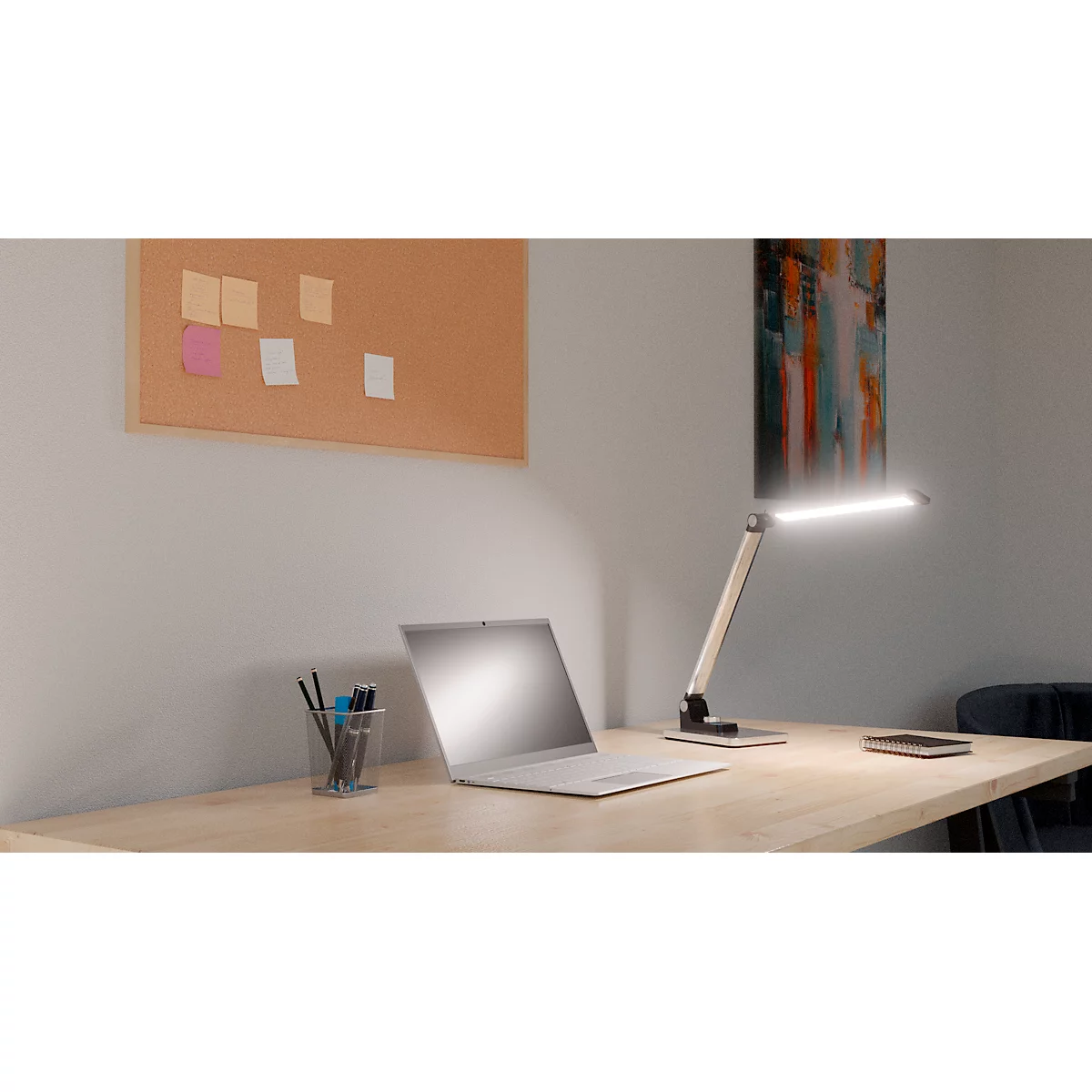 Hansa LED tafellamp Breeze, dimbaar, 3 kleurtemperaturen, tot 5800 K, 8,5 W, geborsteld, zilver