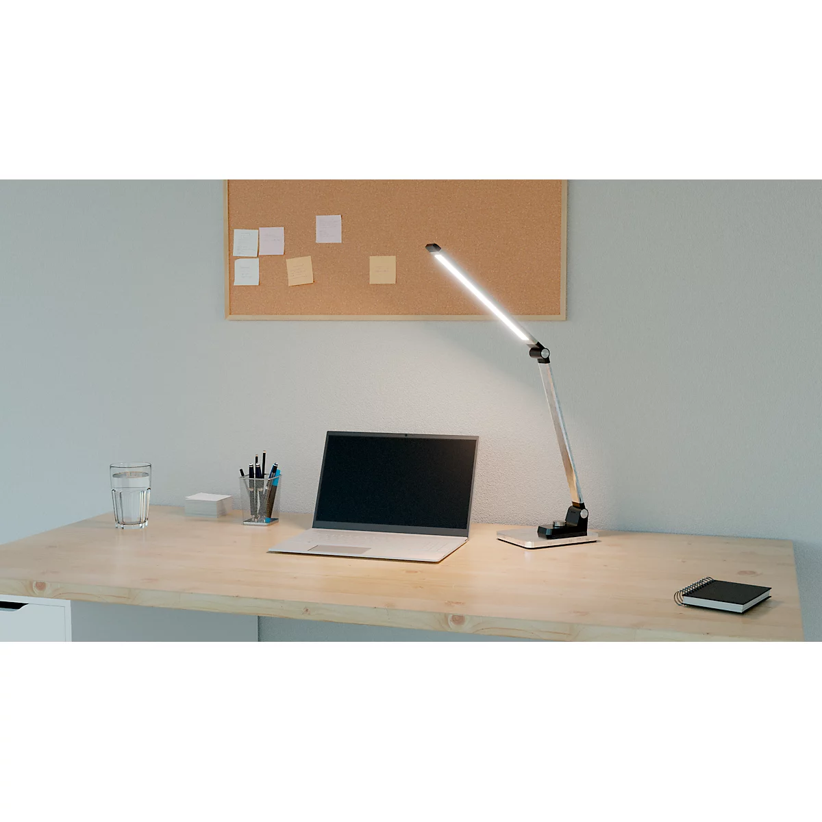 Hansa LED tafellamp Breeze, dimbaar, 3 kleurtemperaturen, tot 5800 K, 8,5 W, geborsteld, zilver