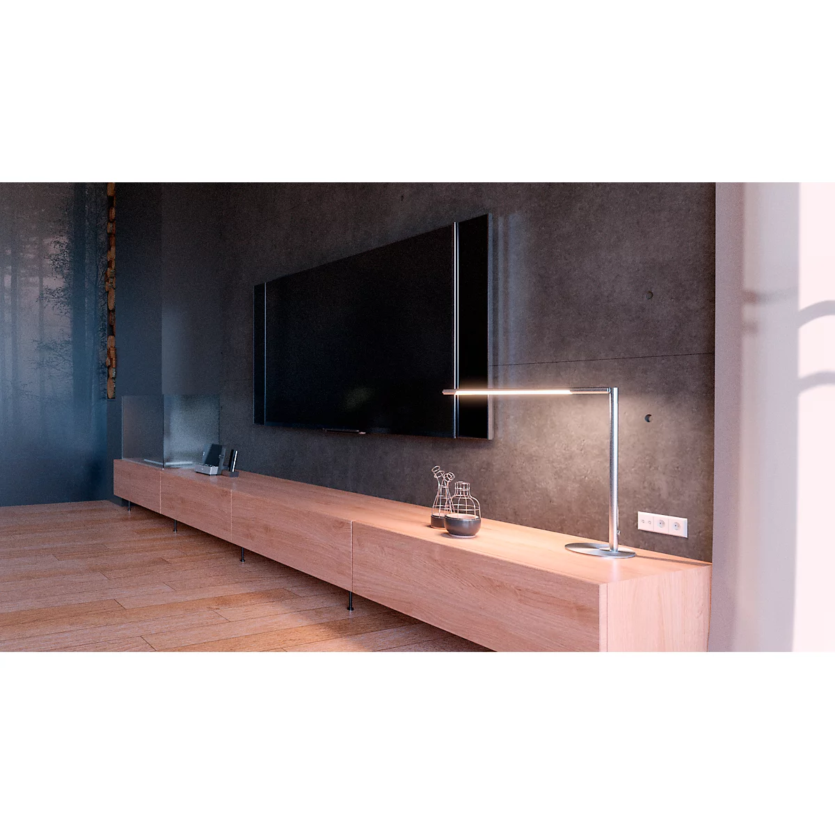 Hansa LED Tischleuchte Aura, Edelstahl, dimmbar, 3 Farbtemperaturen, bis 6000 K, 8 W, silber
