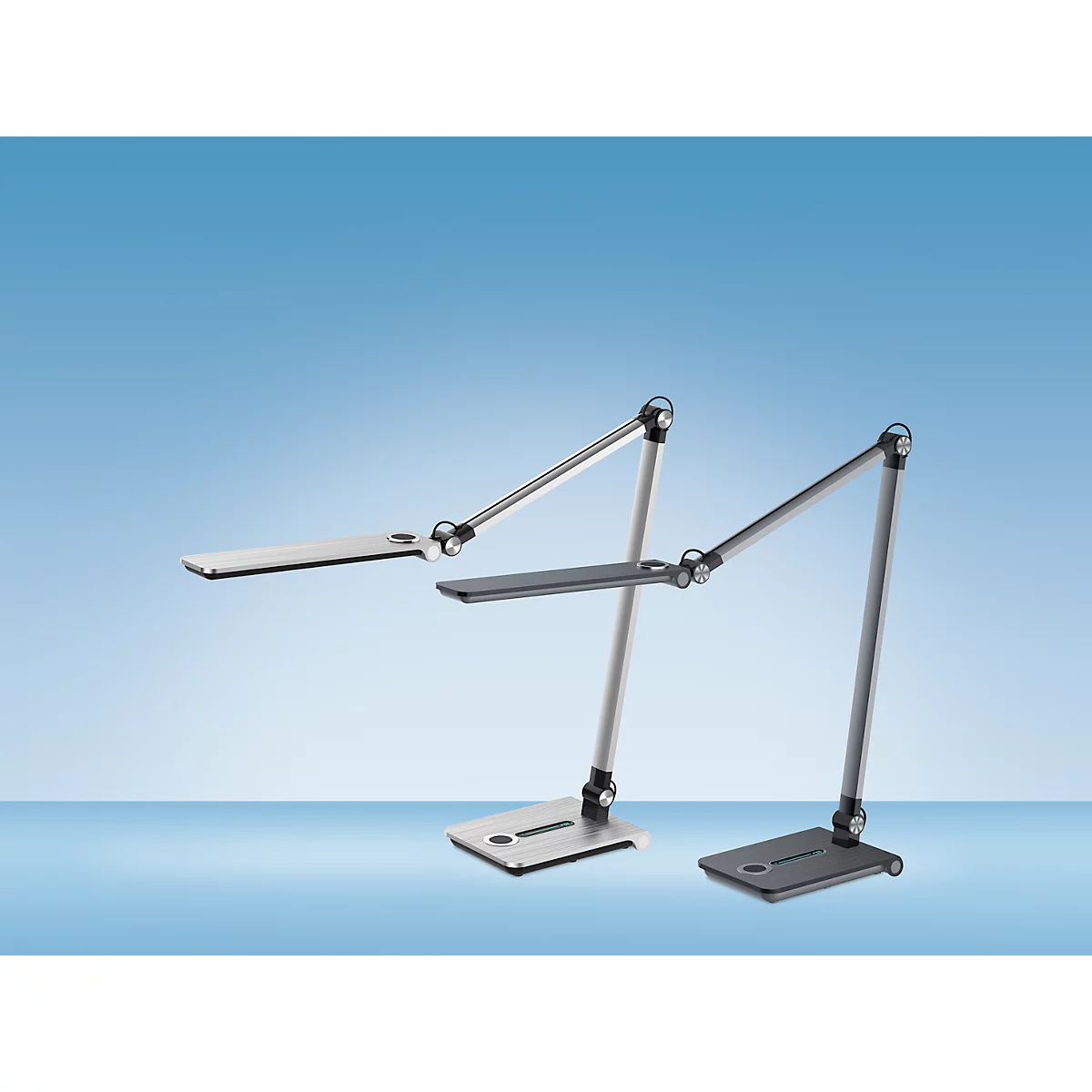 Hansa LED Tischleuchte Wave, 3000 - 5800 K, 8,5 W, stufenlos dimmbar, Memoryfunktion, grau-metallic